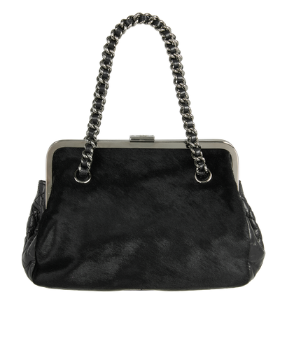 Kiss Lock Frame, &pound;2,200, Handbags, Black, Lambskin Leather/Pony / Calfhair, Front view